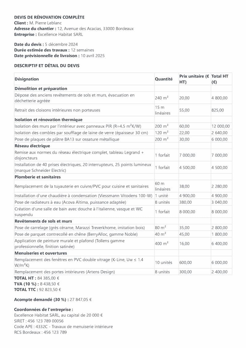 obtenez rapidement un devis pour vos travaux d'appartement. comparez les tarifs, trouvez des professionnels qualifiés et réalisez votre projet au meilleur prix.